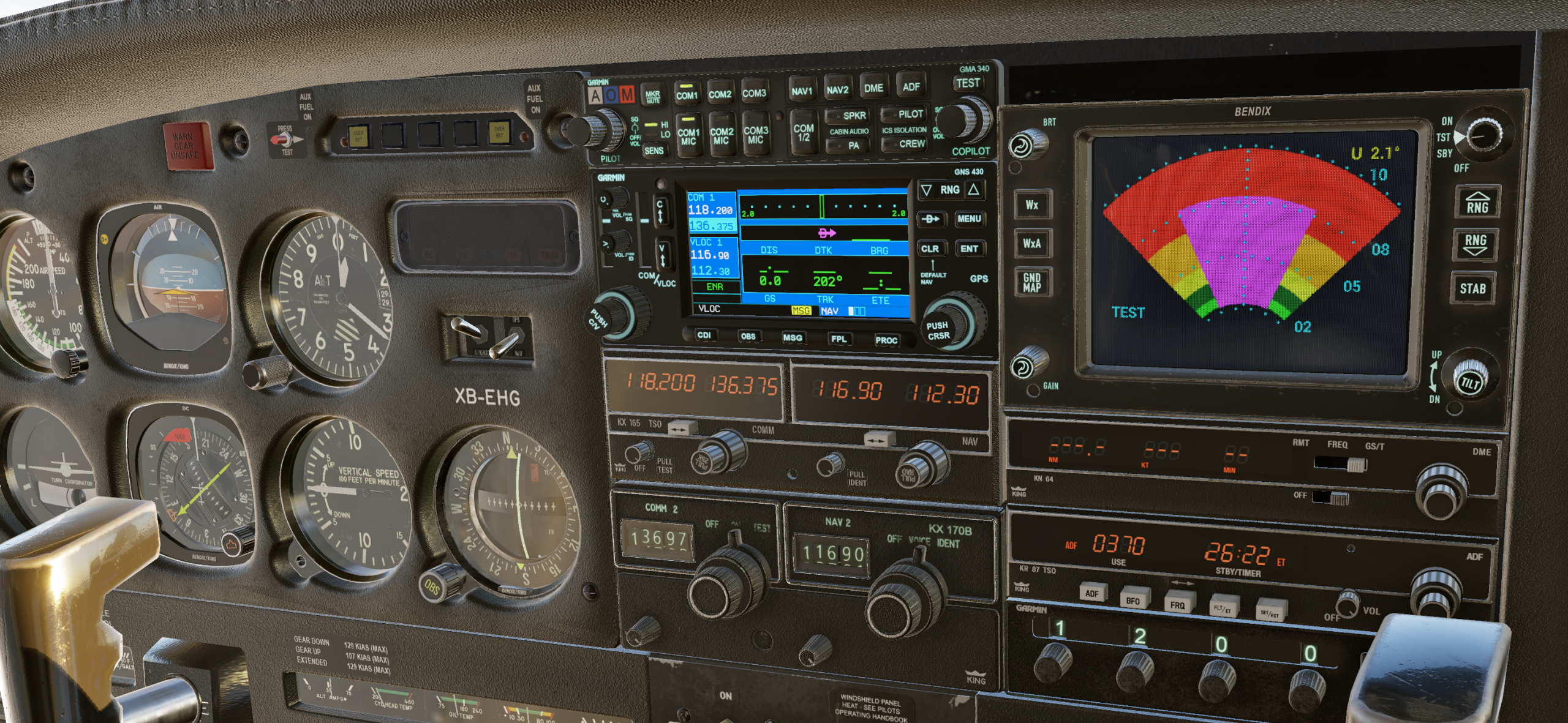 Piper Seneca II PA34 200T Weather Radar